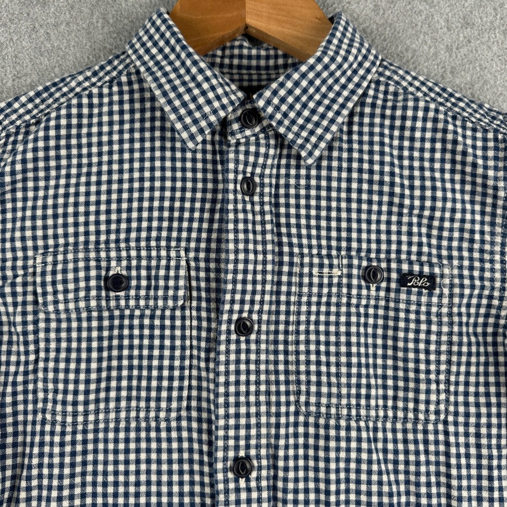 Polo Ralph Lauren Shirt Boys 7 Gingham Blue Button-down Long Sleeve Cotton